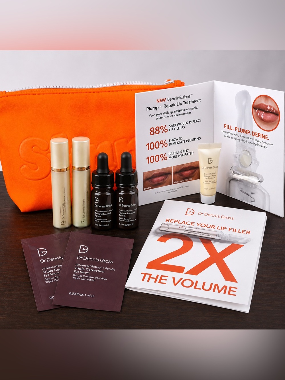 Dr. Dennis Gross Skincare & Lip Plumping Sample Bundle + Bag